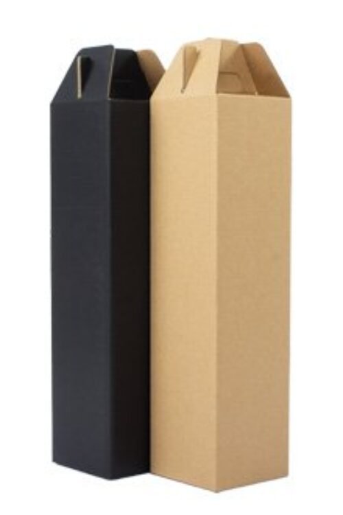 Caja autoarmable con asas, para 1 botella de Vino  9 x 34 x 9 cm